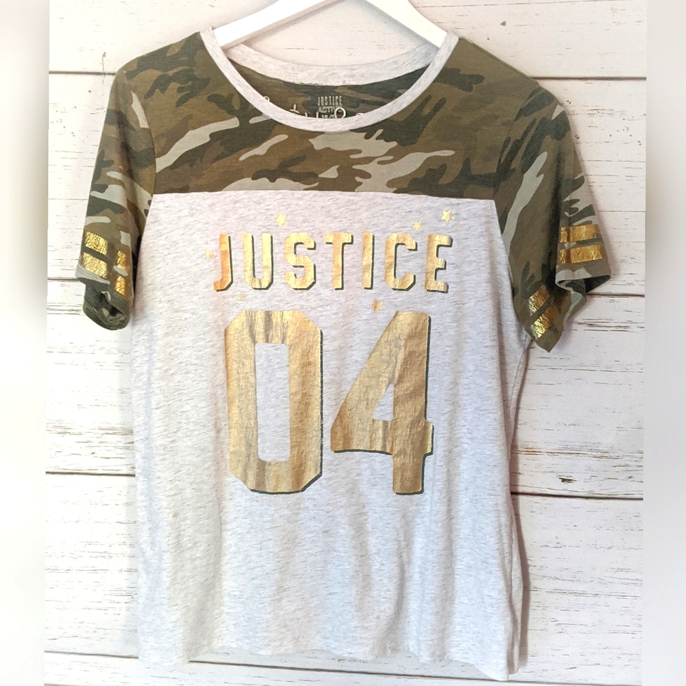 Justice Active Top | Girls Camo and Gold Top 18/20